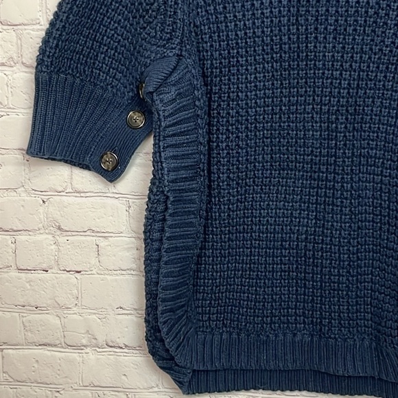 J.Crew Turtleneck Cotton Poncho in Navy - Picture 4 of 13